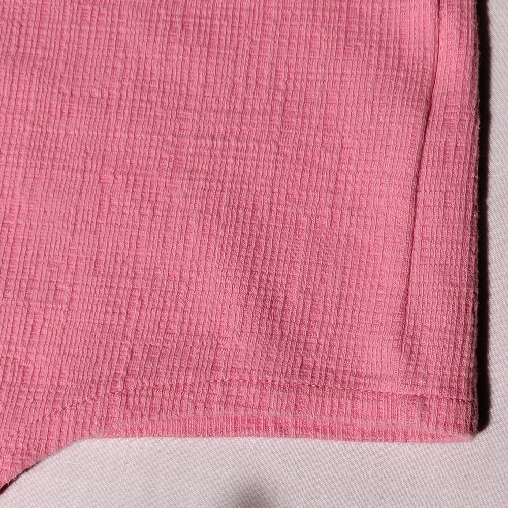 J. Crew Factory Size S Textured Tie Front Button Up Shirt Blouse Stretch Pink - Picture 13 of 16
